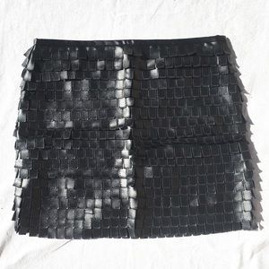 MAX STUDIO Leather Fringe Skirt